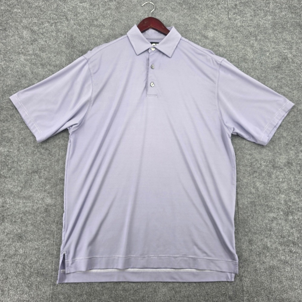 FootJoy Mens Large Purple White Striped ProDry Short Sleeve Golf Polo Shirt